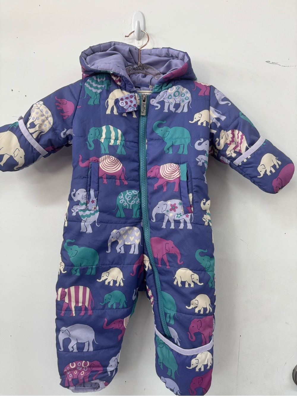 Hatley Infant Purple Elephant Snowsuit 6-12 mos
